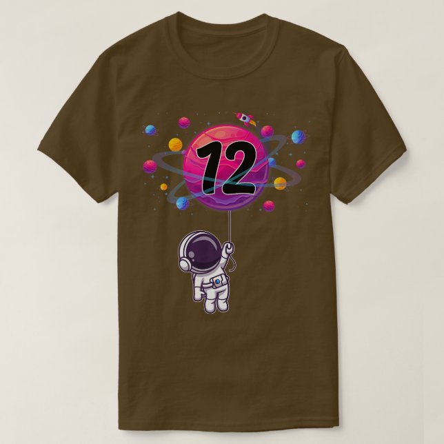 Camiseta Astronauta do Garoto 12 de Aniversário de 12 Anos (Frente do Design)