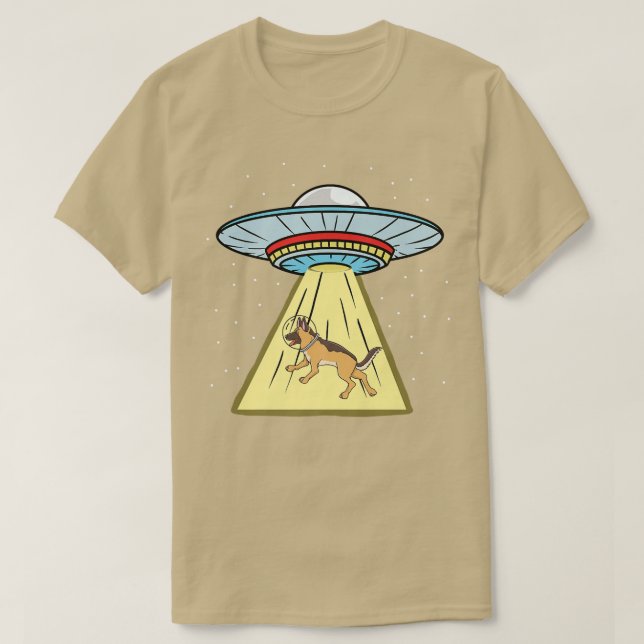 Camiseta Astronauta do German shepherd de Rapto Ufo (Frente do Design)