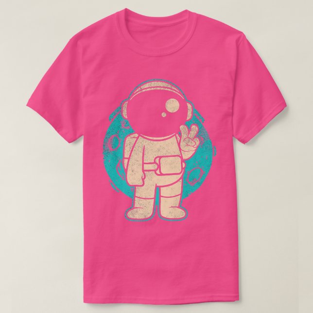 Camiseta Astronauta do Homem Espaço com Sinal de Paz (Frente do Design)