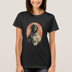 Camiseta Astronauta Do Homem Negro Retroativo Explorando O 