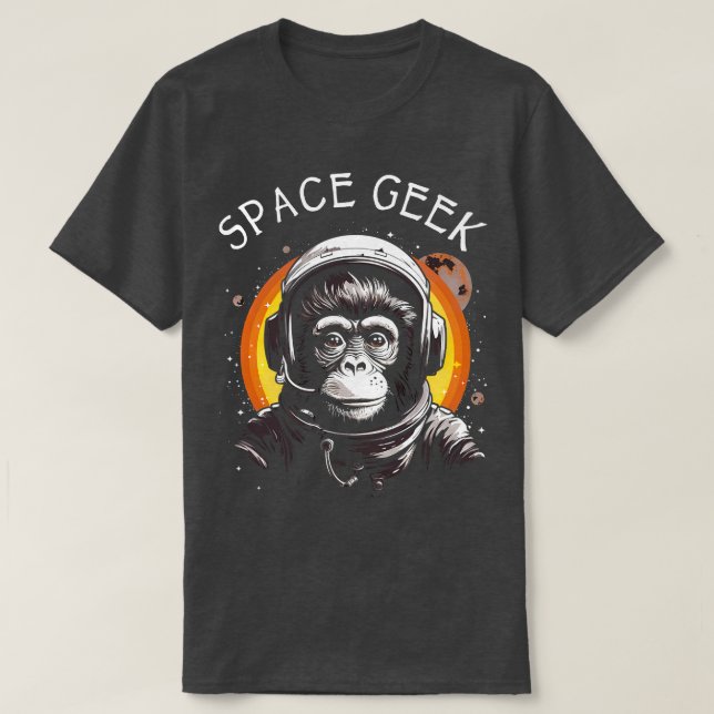 Camiseta Astronauta do Macaco Ape Chimp do Geek Espacial Vi (Frente do Design)