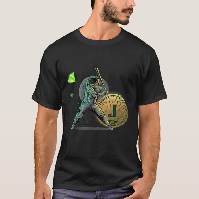 Camiseta Astronauta Do Mercado De Gem Criptográfico De Moed (Frente)