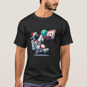Camiseta Astronauta do Santa Hat Encantando a Terra Basquet