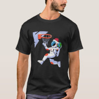Astronauta do Santa Hat Encantando a Terra Basquet