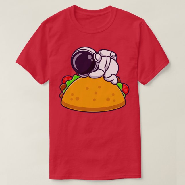 Camiseta Astronauta Dormindo No Taco Comida Cartoon (Frente do Design)
