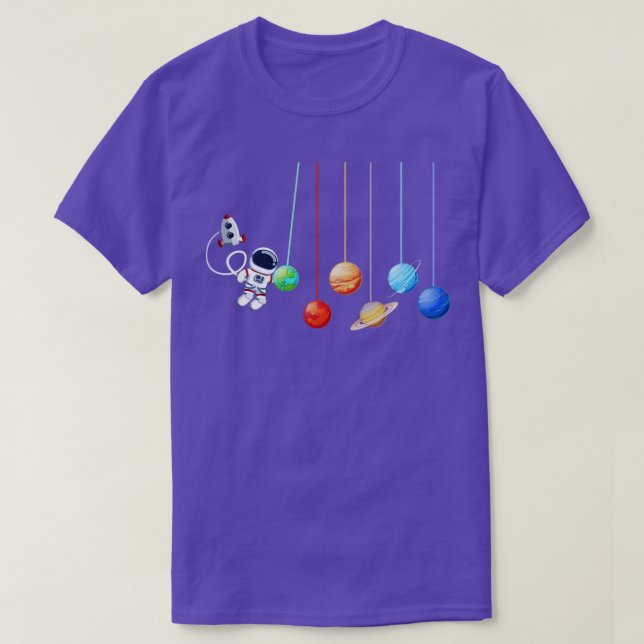 Camiseta Astronauta dos Planetas Espaciais da Física (Frente do Design)