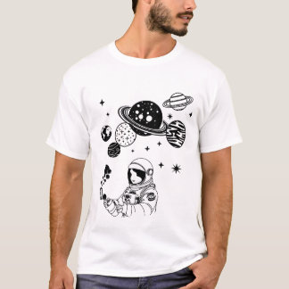 Camiseta Astronauta e Planetas