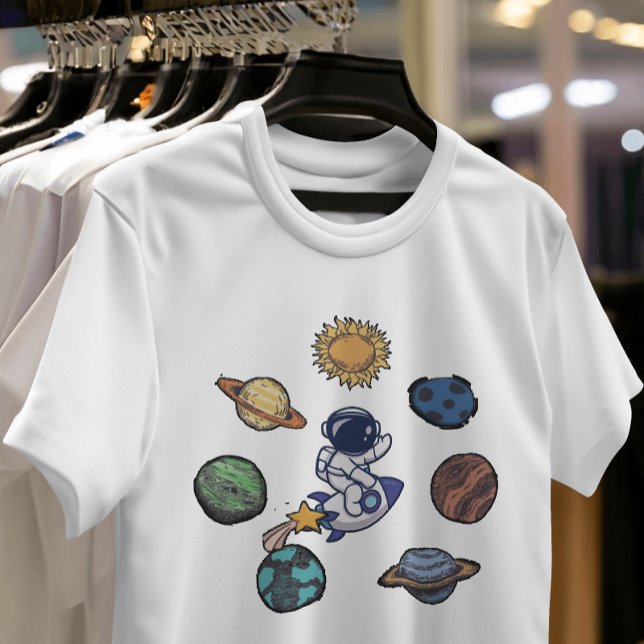 Camiseta astronauta e planetas exploradores da Galáxia sonh (Criador carregado)