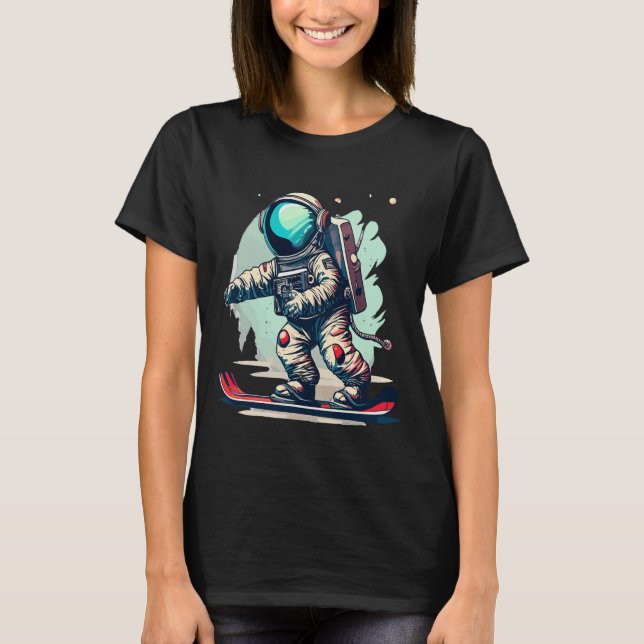 Camiseta Astronauta Em Astronauta Engraçado De Snowboard Es (Frente)
