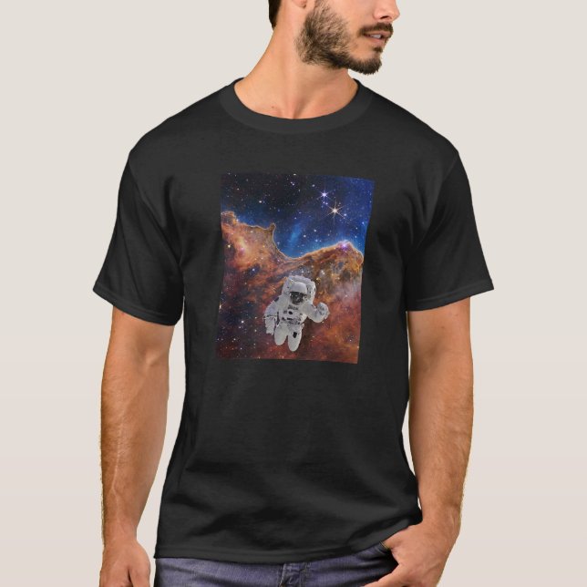 Camiseta Astronauta em Clipes Cósmicos Telescópio Espacial  (Frente)