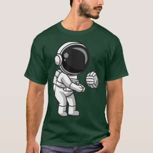 Camiseta Astronauta Engraçada Jogadora de Oferta de Voleibo