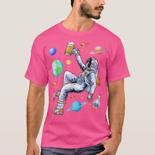Camiseta Astronauta Engraçado Bebe Cerveja No Espaço Exteri