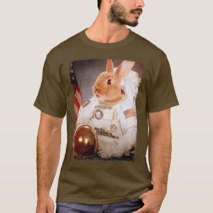 Camiseta Astronauta Engraçado Coelho Missão Espacial da Lua