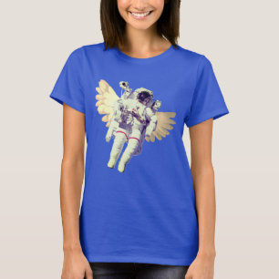 Camiseta Astronauta Engraçado com Anjos no Espaço