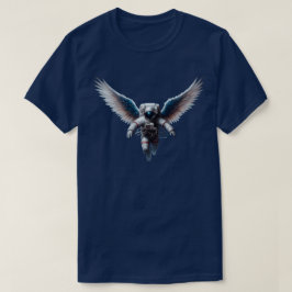 Camiseta Astronauta Engraçado com Asas de Anjo no Espaço