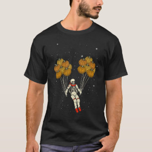 Camiseta Astronauta Engraçado De Esqueleto Com Pumpkin Em M