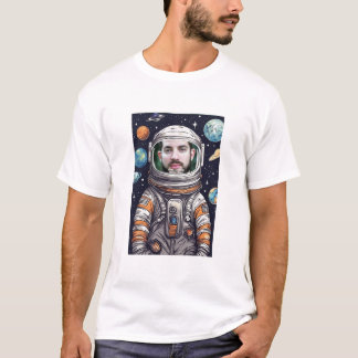 Camiseta Astronauta Engraçado Enfrenta Foto Personalizada D