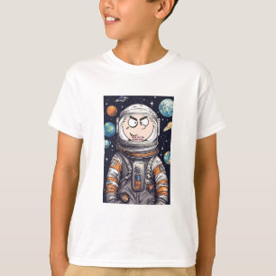 Camiseta Astronauta Engraçado Enfrentando Teto Cortado, Fot