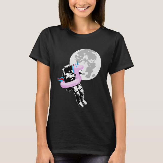 Camiseta Astronauta Engraçado Lua Unicórnio e Espaço Themed (Frente)