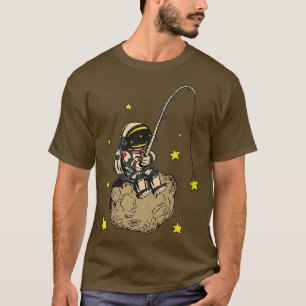 Camiseta Astronauta engraçado pescando estrelas em um comet