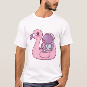 Camiseta Astronauta Engraçado Relaxando no Flutuador de Fla