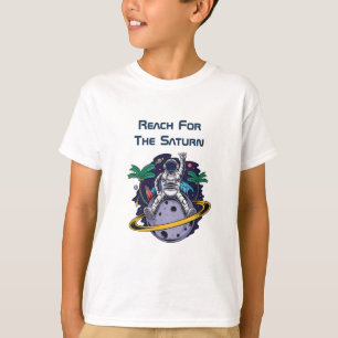Camiseta Astronauta Engraçado Sentado Em Saturno