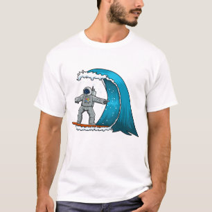 Camiseta Astronauta Engraçado Surfando