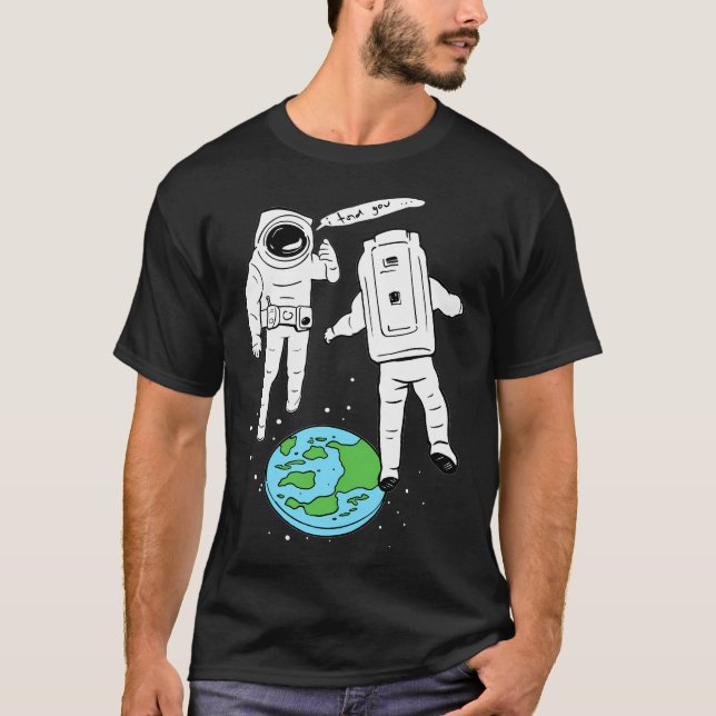 Camiseta Astronauta Engraçado Terra Plana (Frente)