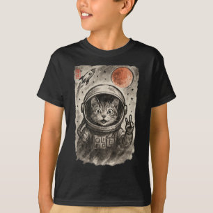 Camiseta Astronauta Engraçado Tomando Selfie Space Kitten L