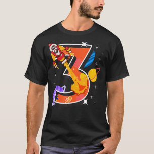 Camiseta Astronauta Espacial aniversário de 3 anos