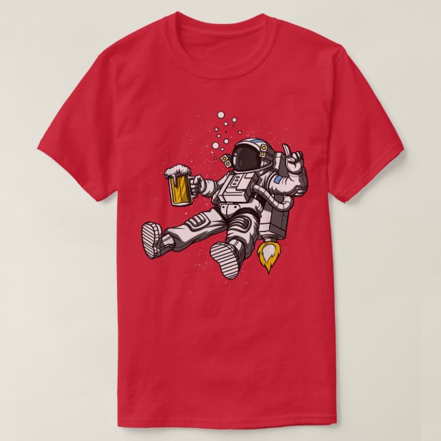 Camiseta Astronauta Espacial Beer Party Engraçado Cosmic M (Frente do Design)