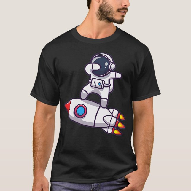 Camiseta Astronauta Espacial Cuta com Foguete (Frente)