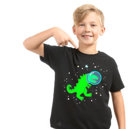 Camiseta Astronauta Espacial do Dinossauro T-Rex de Cartoon
