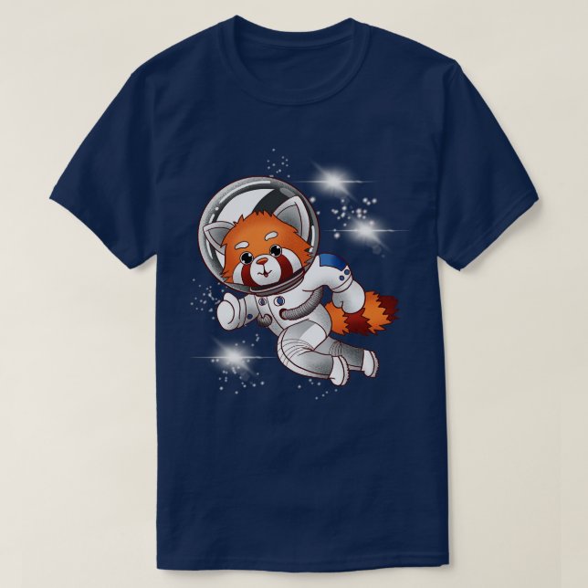 Camiseta Astronauta Espacial do Panda Vermelho (Frente do Design)