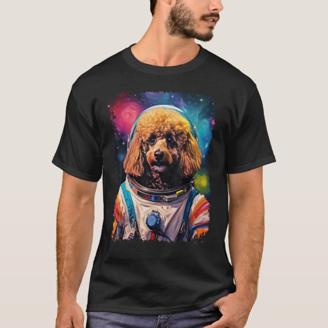 Camiseta Astronauta Espacial do Poodle Cão (Frente)