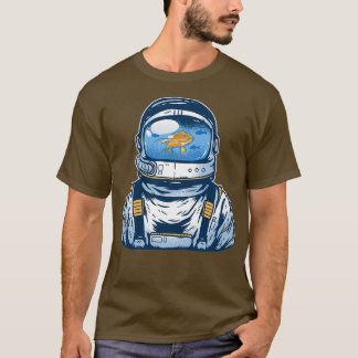 Camiseta Astronauta Espacial Engraçado Design de Peixes de