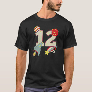 Camiseta Astronauta Espacial Exterior 12 Aniversário Garoto