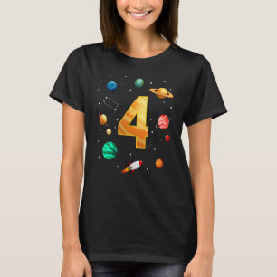 Camiseta Astronauta Espacial Exterior Garoto do 4º Aniversá