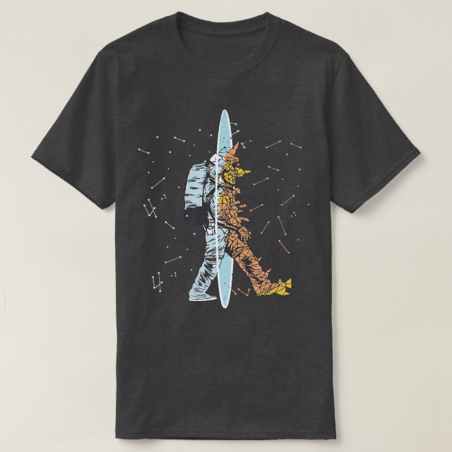Camiseta Astronauta Espacial Flutuante Planetas Marte Lua P (Frente do Design)