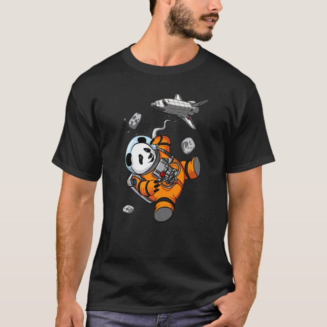 Camiseta Astronauta Espacial Panda Bear Crianças Meninas Me (Frente)