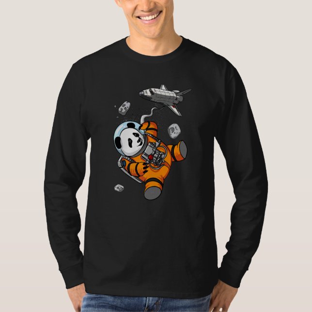 Camiseta Astronauta Espacial Panda Bear Crianças Meninas Me (Frente)