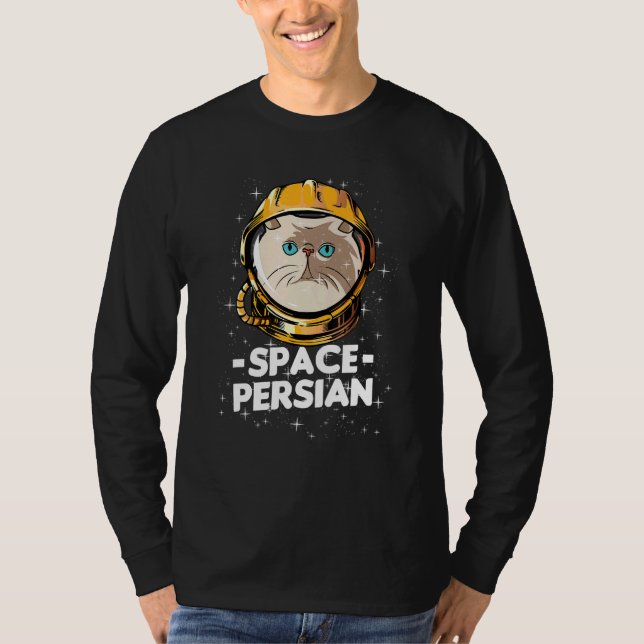 Camiseta Astronauta Espacial Persa Cat Mãe (Frente)