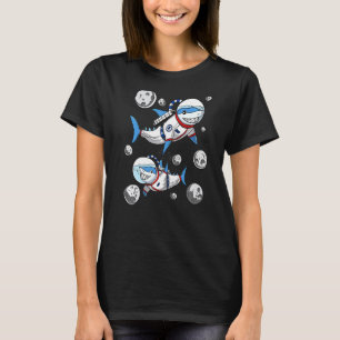 Camiseta Astronauta Espacial Tubarão Ficção Científica Cósm