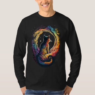 Camiseta Astronauta Espaço de Gato Imaginário Gráfico Color