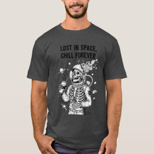 Camiseta Astronauta Esqueleto Sombrio no Espaço Bebendo