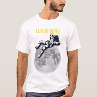 Camiseta Astronauta Estético Relaxando na Lua Vibrações Lun