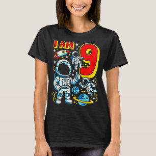 Camiseta Astronauta Eu Tenho 9 Anos de Idade Aniversário Me