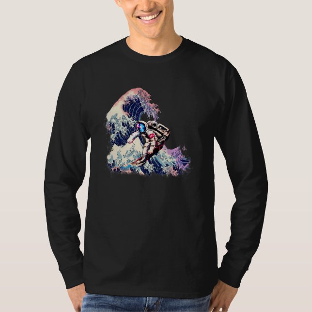 Camiseta Astronauta Excelente de Navegação no Exterior Onda (Frente)