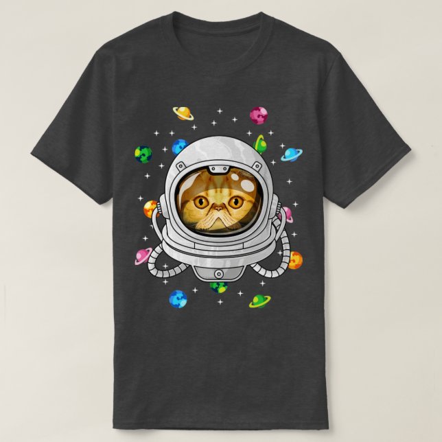 Camiseta Astronauta Exótico De Ar Curto Profundo No Cosmi E (Frente do Design)