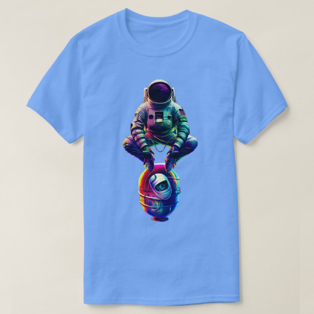 Camiseta Astronauta fazendo astronauta de dança ao quadrado (Frente do Design)